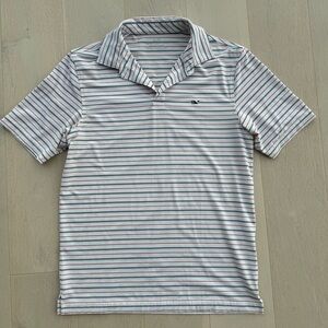 Vineyard Vines Mens Size Small Red and Blue Striped Polo